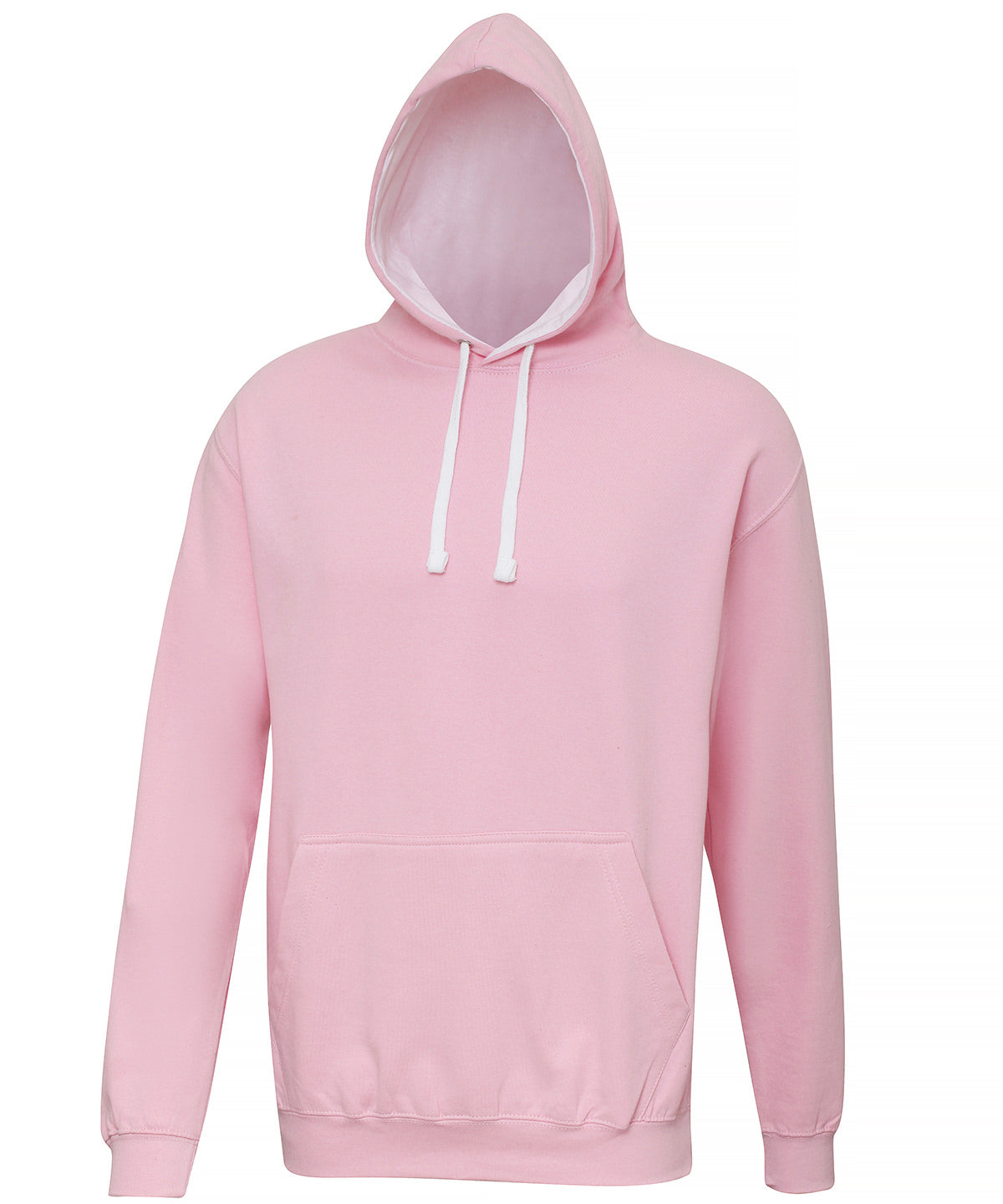 AWDis Just Hoods Varsity Hoodie - Baby Pink/Arctic White