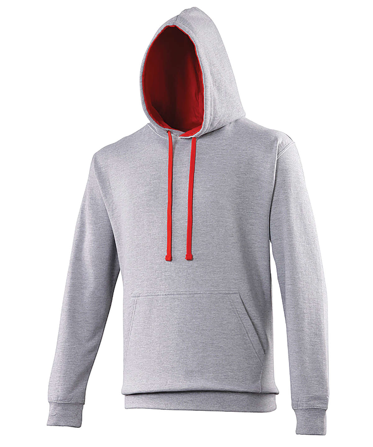 AWDis Just Hoods Varsity Hoodie - Heather Grey/Fire Red