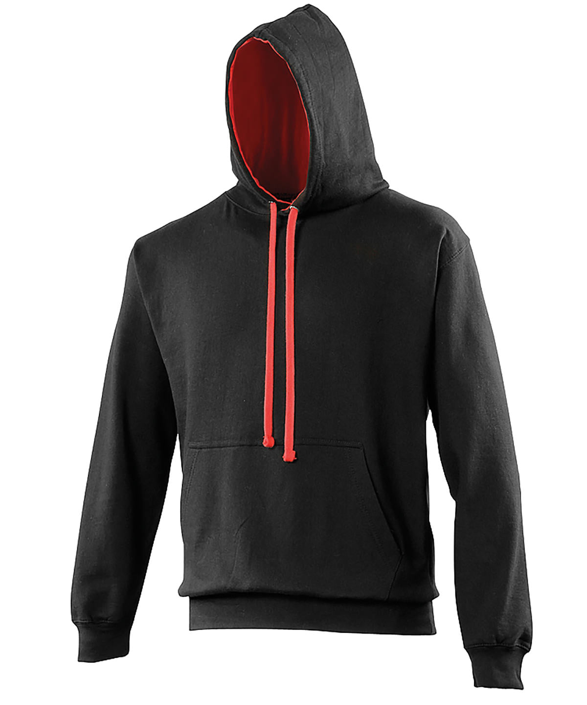 AWDis Just Hoods Varsity Hoodie - Jet Black/Fire Red△