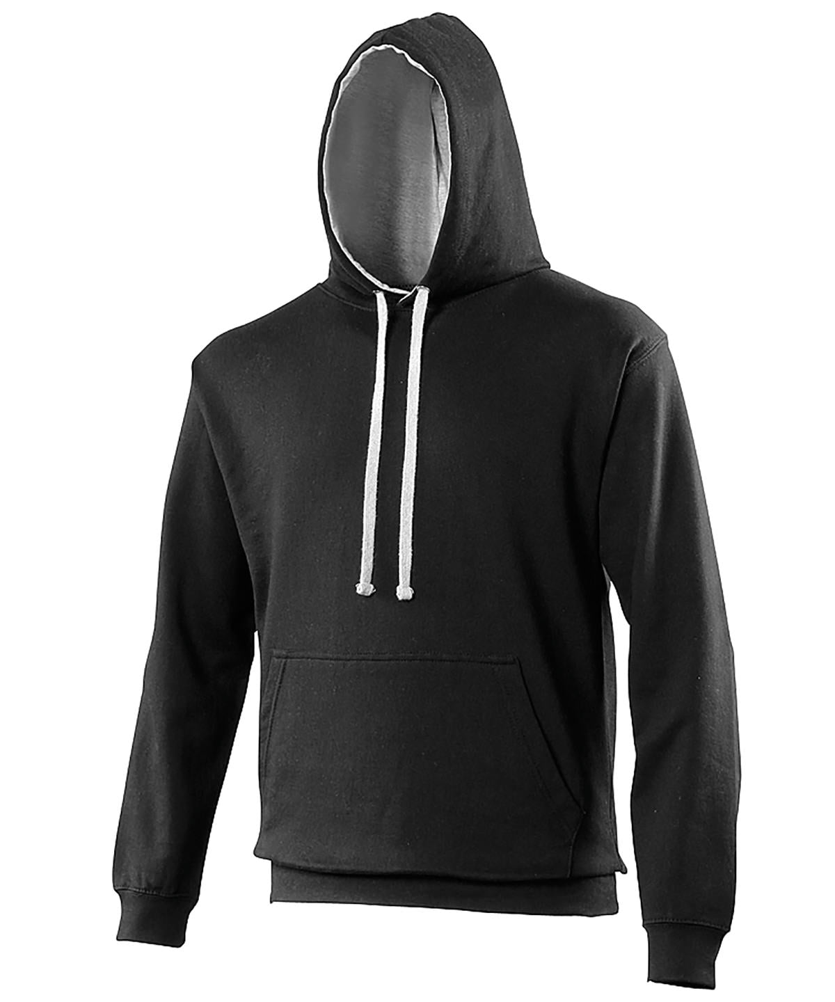AWDis Just Hoods Varsity Hoodie - Jet Black/Heather Grey