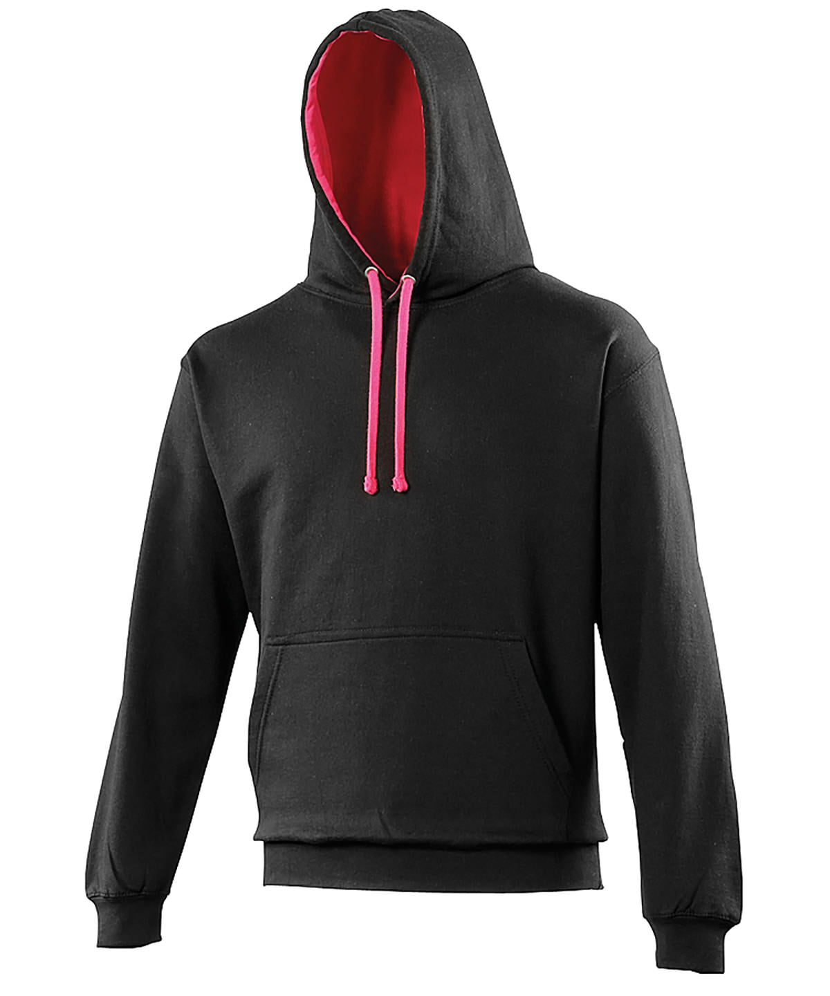 AWDis Just Hoods Varsity Hoodie - Jet Black/Hot Pink