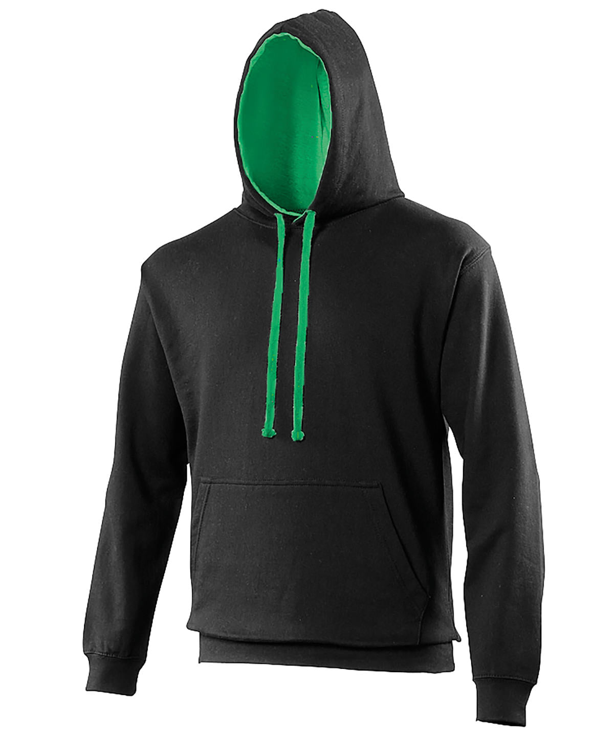 AWDis Just Hoods Varsity Hoodie - Jet Black/Kelly Green