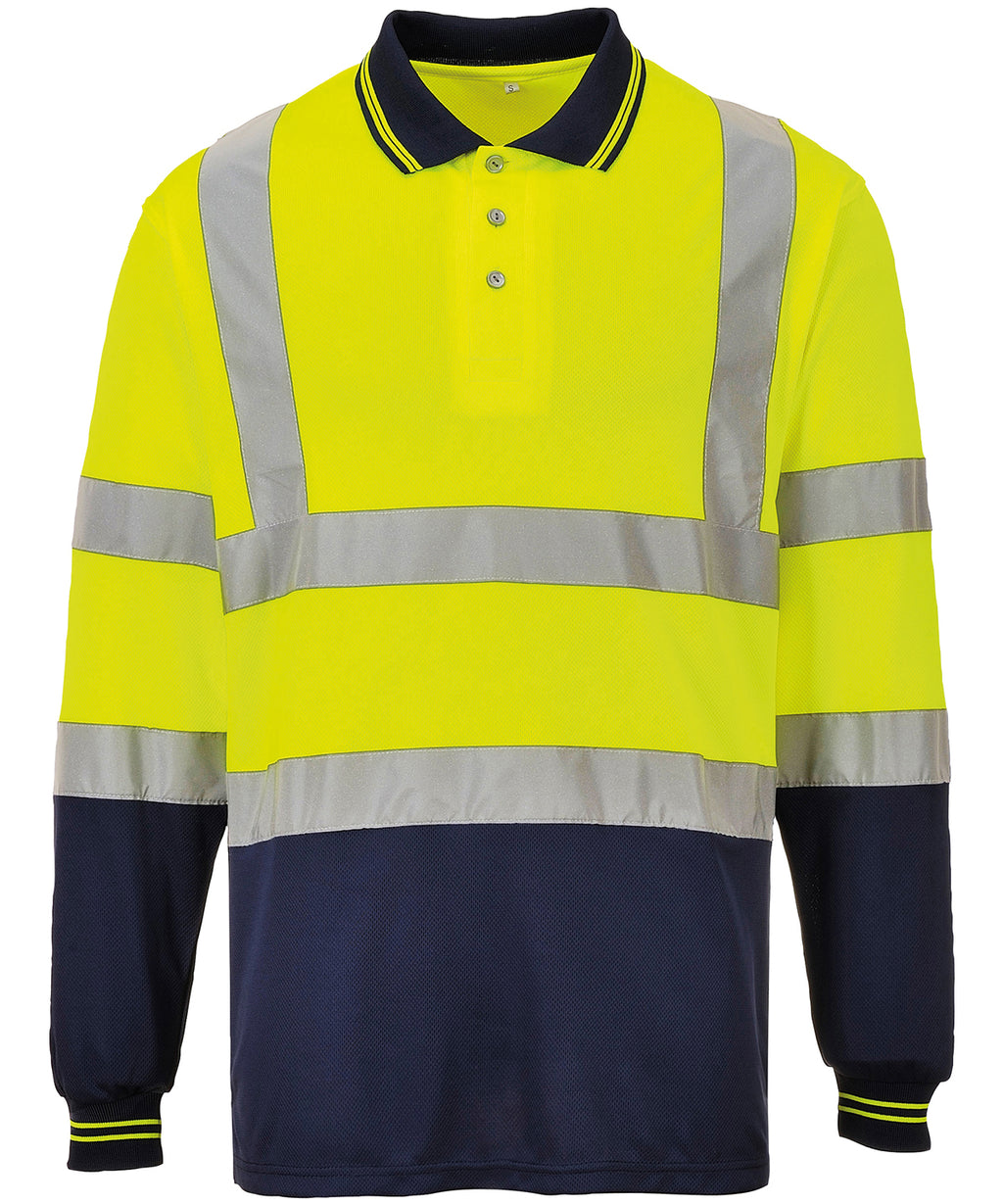 Portwest Two-tone Long Sleeve Polo (S279) - Yellow/Navy
