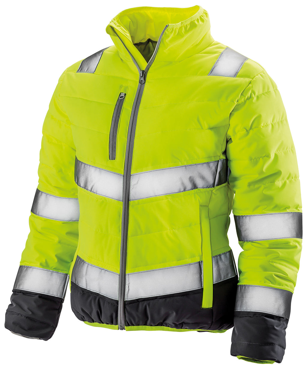 Result Safeguard Women's Soft Padded Safety Jacket - Fluorescent Yellow/Grey
