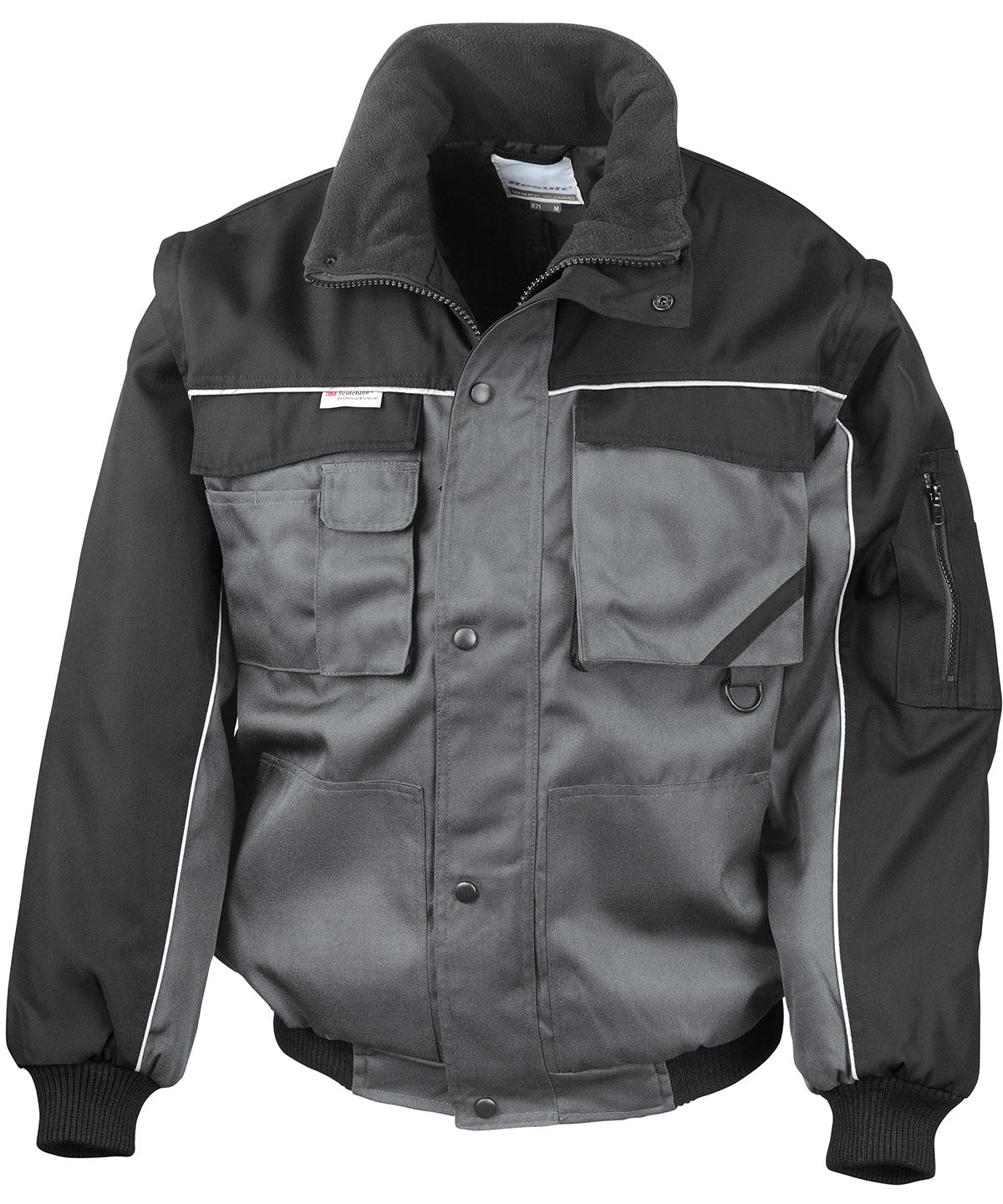 Result Workguard Work-Guard Zip Sleeve Heavy-duty Pilot Jacket - Grey/Black