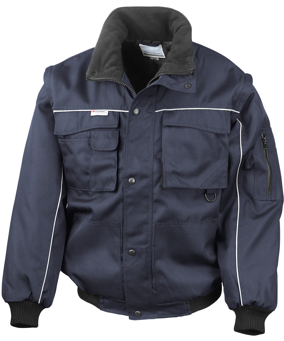 Result Workguard Work-Guard Zip Sleeve Heavy-duty Pilot Jacket - Navy/Navy
