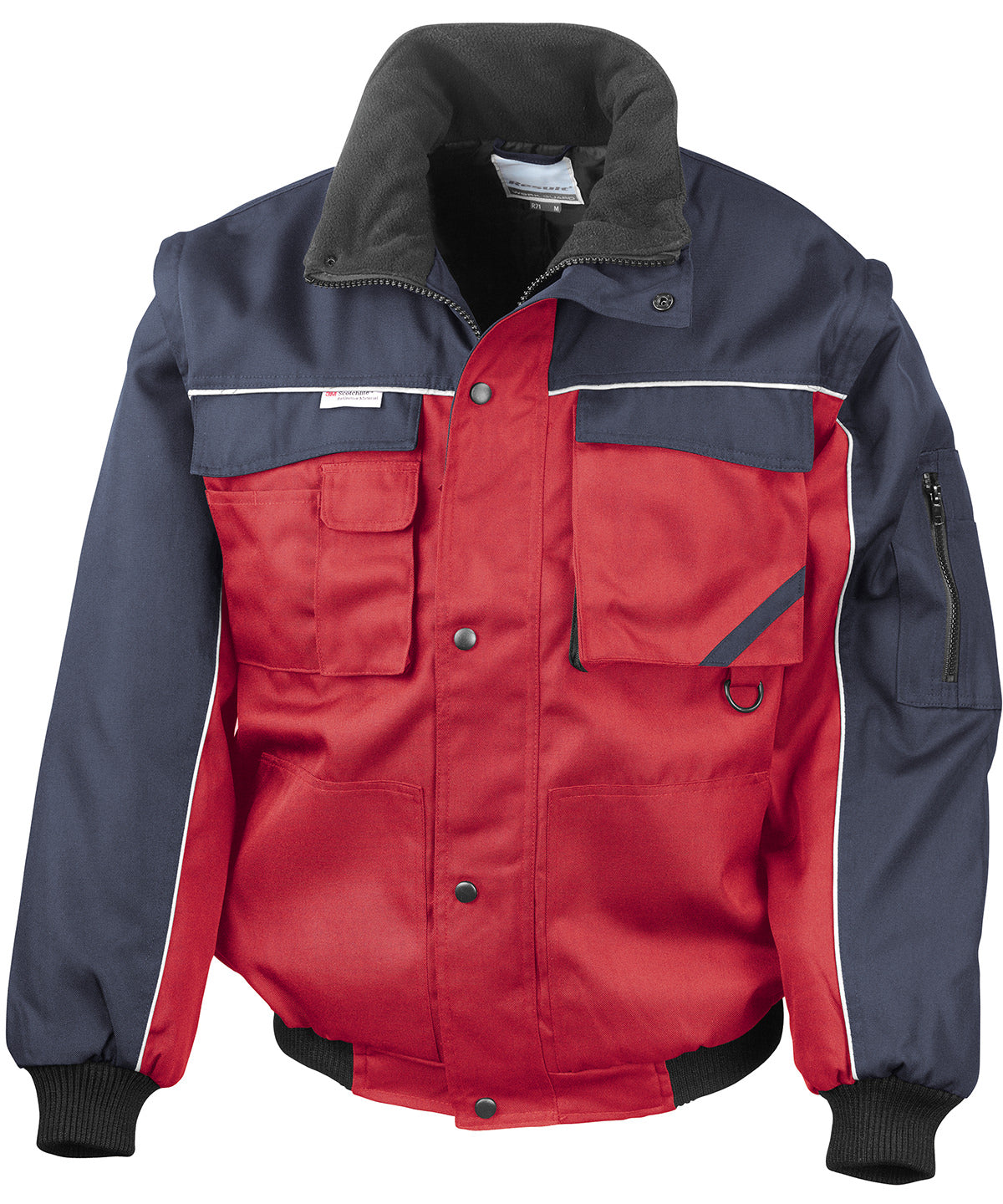 Result Workguard Work-Guard Zip Sleeve Heavy-duty Pilot Jacket - Red/Navy