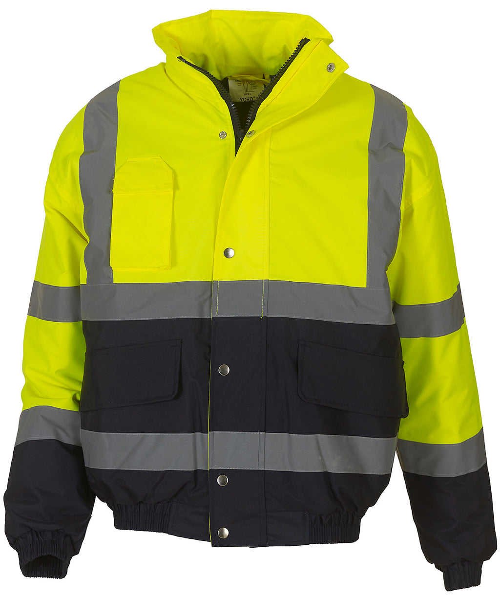 Yoko Hi-vis Two-tone Bomber Jacket (HVP218) - Yellow/Navy