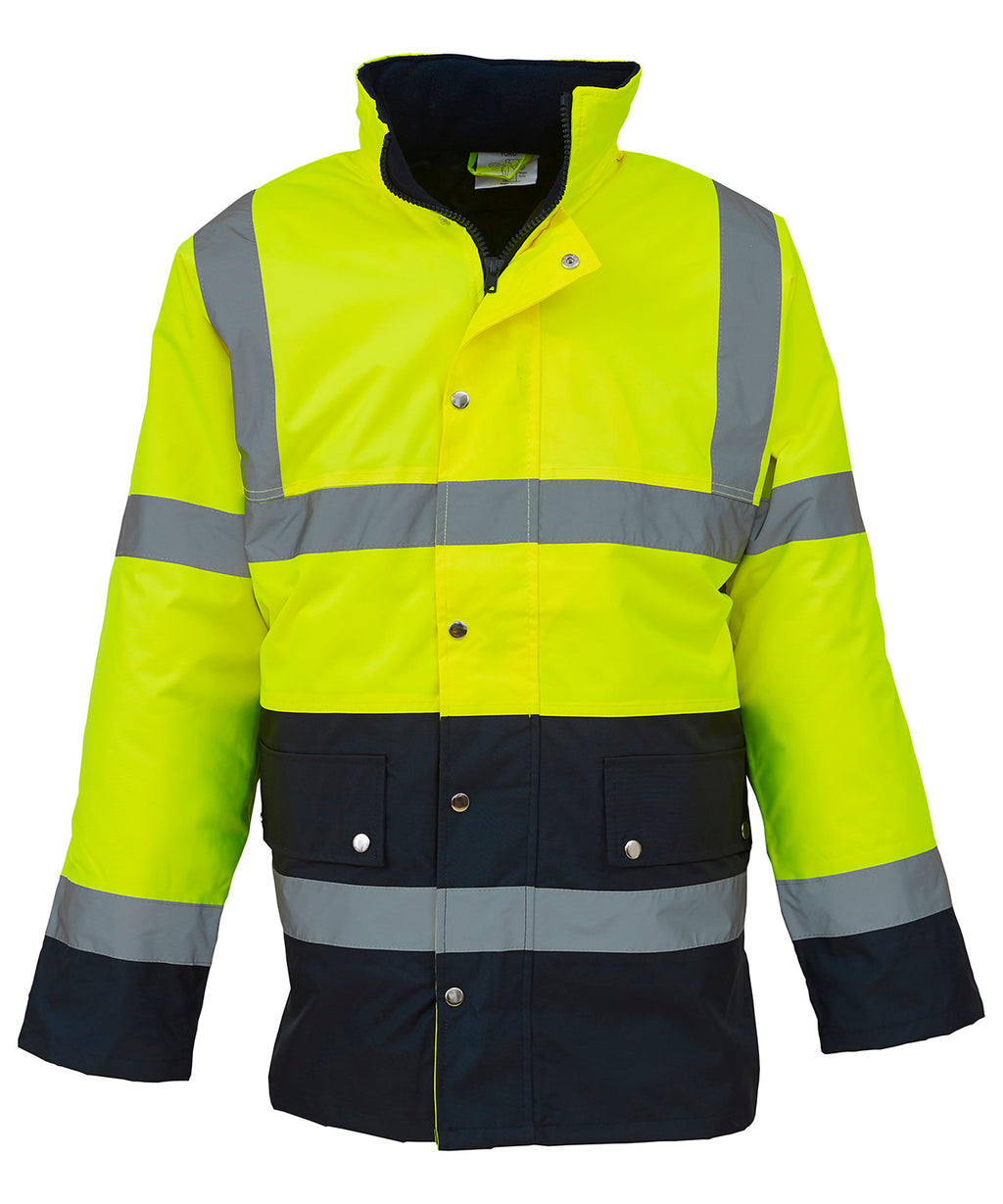 Yoko Hi-vis Two-tone Motorway Jacket (HVP302) - Yellow/Navy