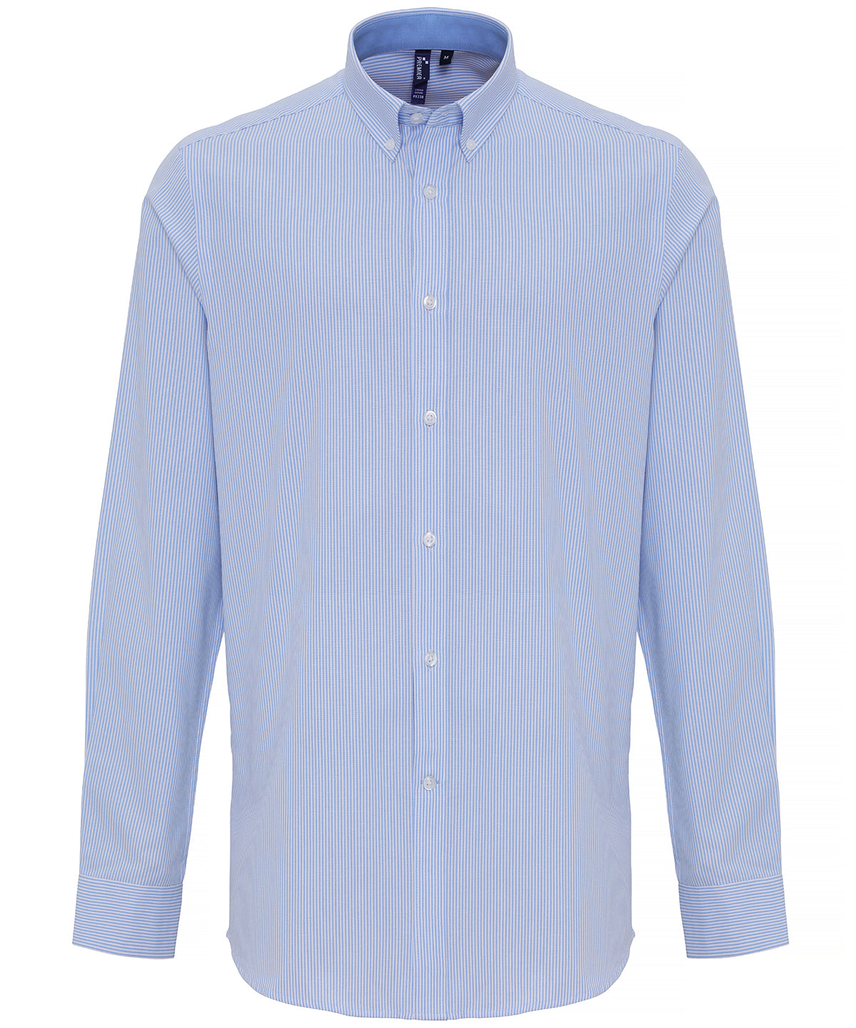 Premier Cotton-rich Oxford Stripes Shirt - White/Light Blue