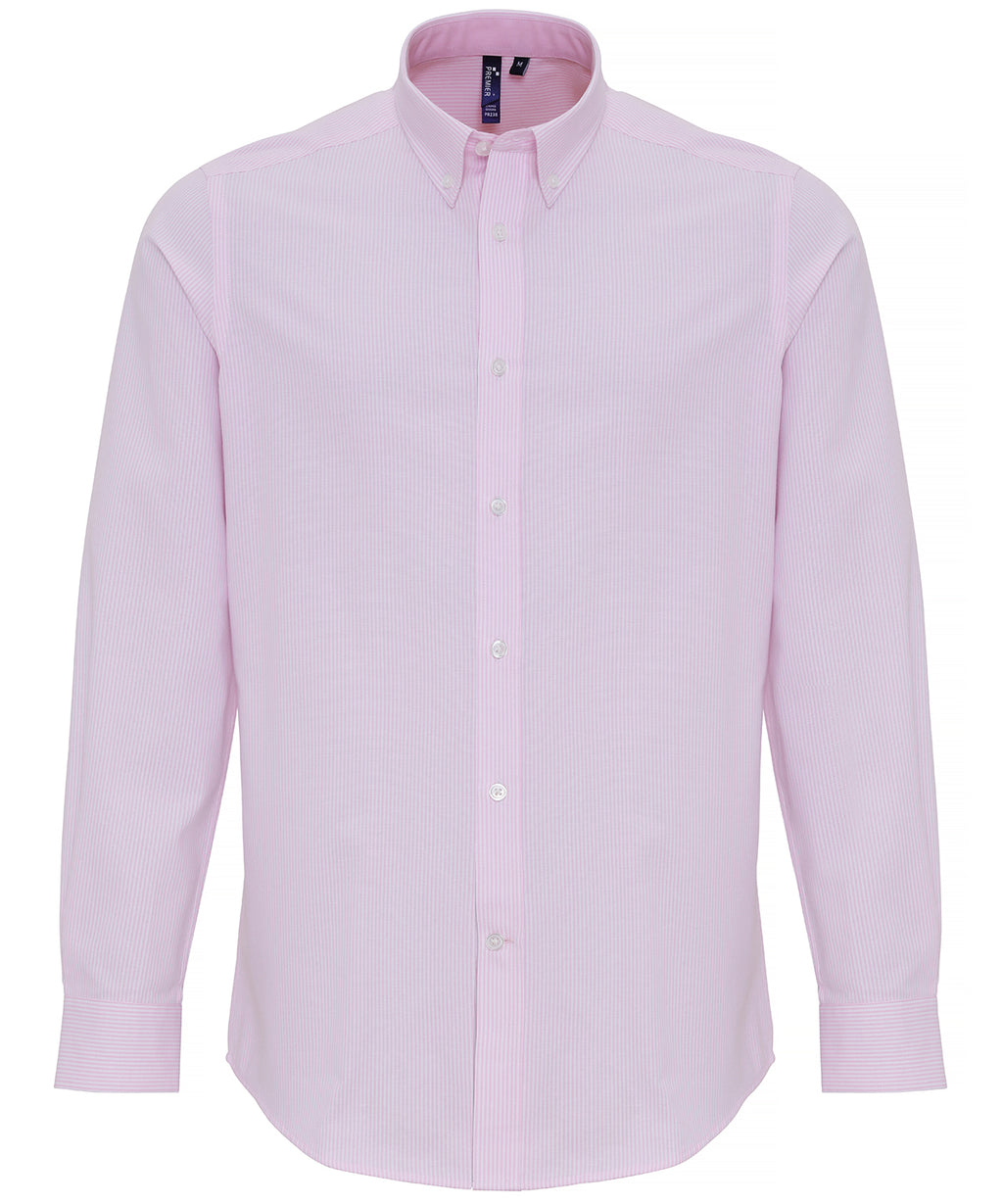 Premier Cotton-rich Oxford Stripes Shirt - White/Pink