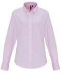 Premier Women's Cotton-rich Oxford Stripes Blouse - White/Pink