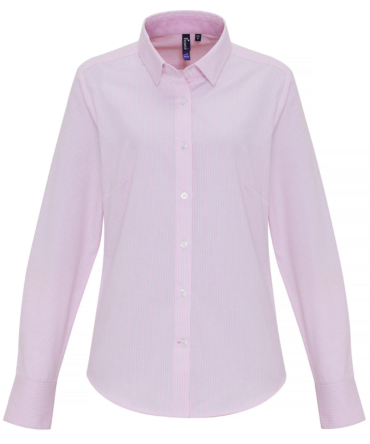 Premier Women's Cotton-rich Oxford Stripes Blouse - White/Pink