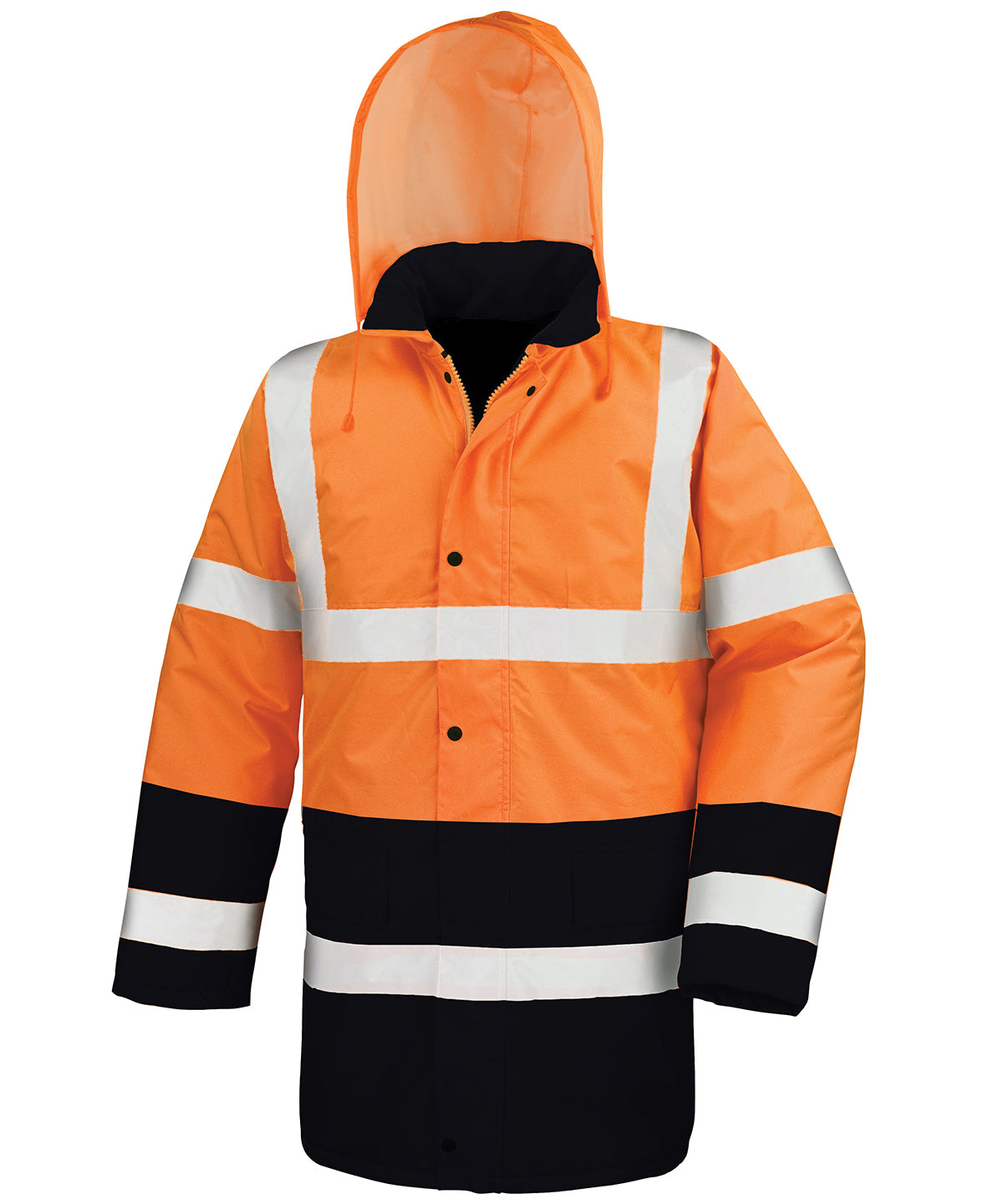 Result Core Motorway Two-tone Safety Coat - Fluorescent Orange/Black