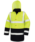 Result Core Motorway Two-tone Safety Coat - Fluorescent Yellow/Black