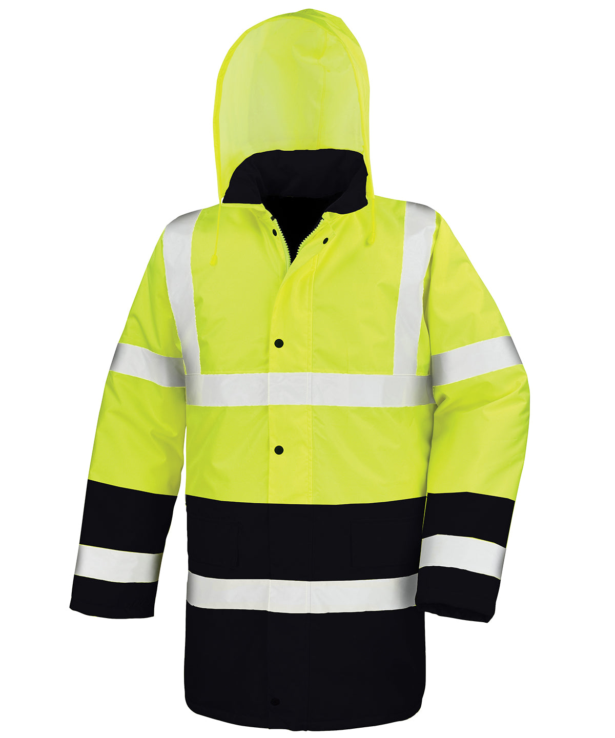 Result Core Motorway Two-tone Safety Coat - Fluorescent Yellow/Black