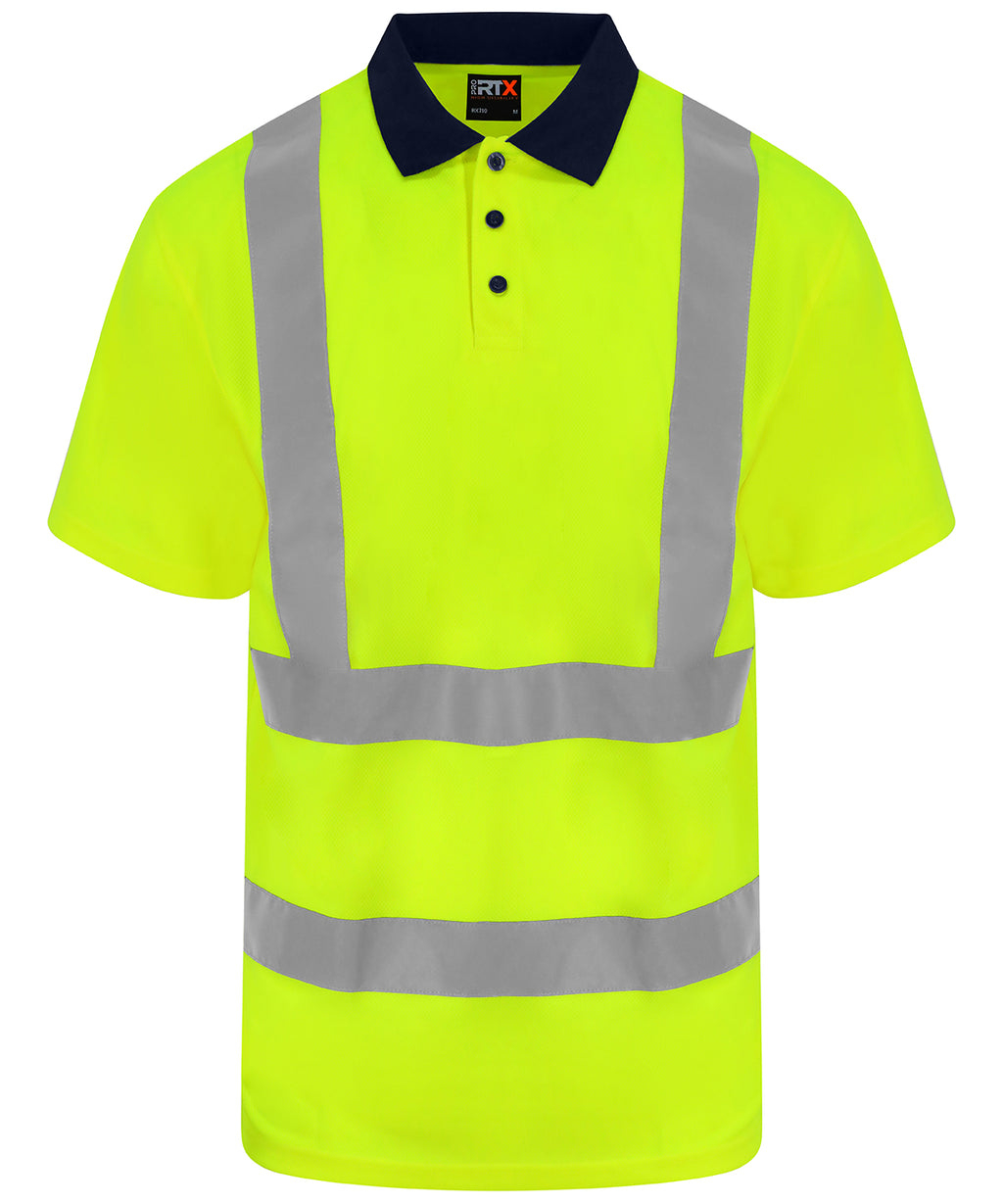 Pro RTX High Visibility High Visibility Polo - HV Yellow/Navy