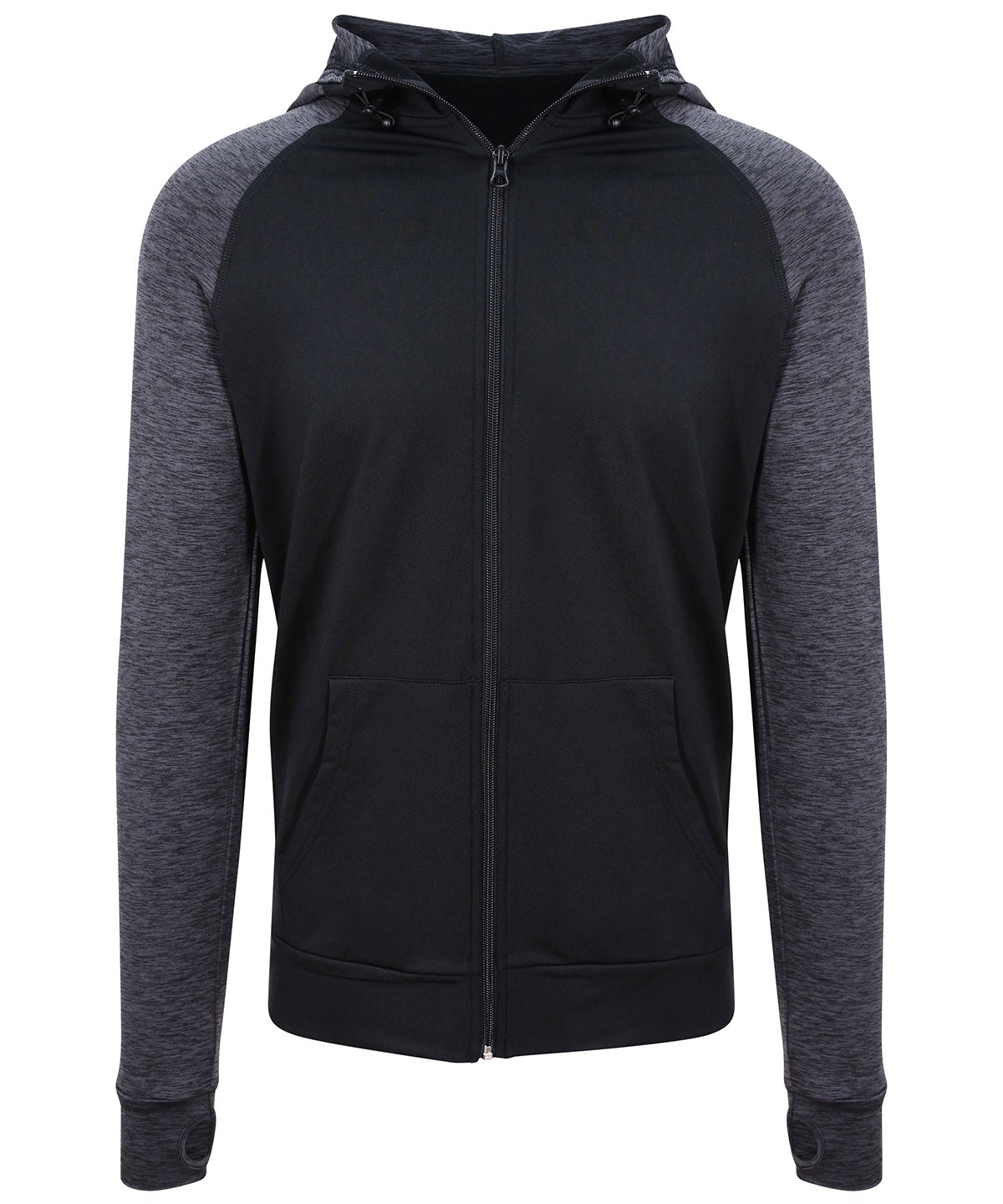 AWDis Just Cool Cool Contrast Zoodie - Black/Black Slate Melange