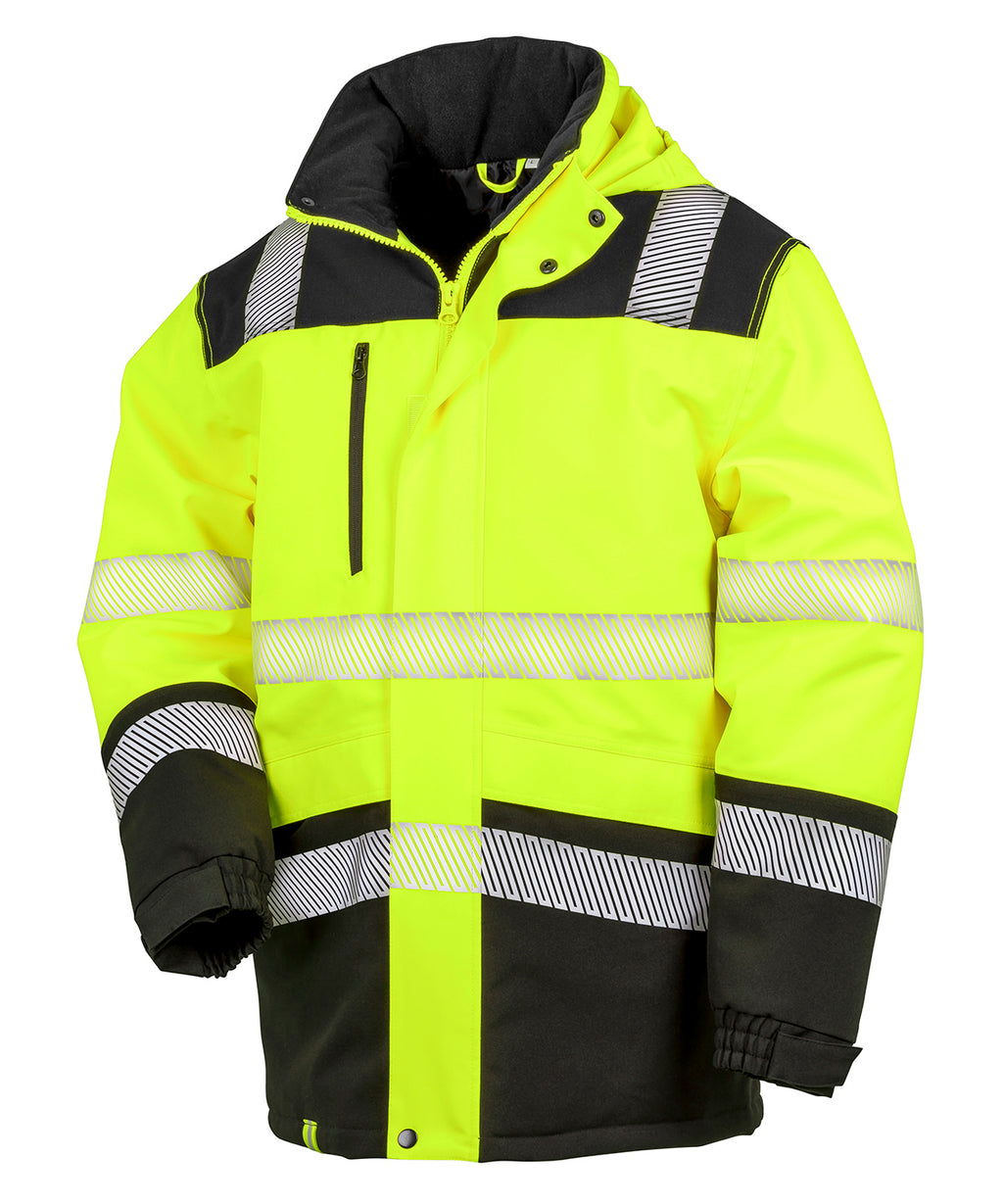 Result Safeguard Printable Softshell Safety Coat - Fluorescent Yellow/Black