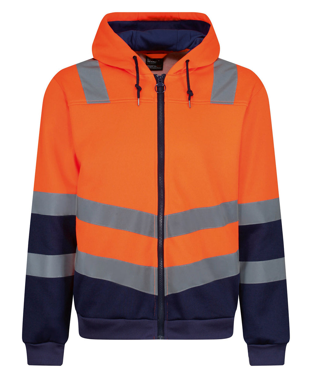 Regatta High Visibility Pro Hi-vis Full Zip Hoodie - Orange/Navy