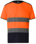 Yoko Hi-vis Two-tone T-shirt (HVJ400) - Orange/Navy