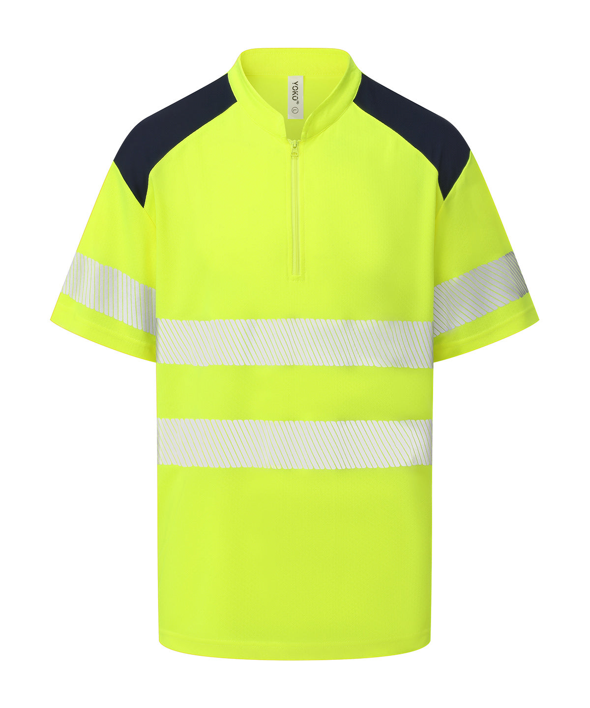 Yoko Hi-vis Mandarin Collar Zip Neck Comfort Trim Polo (HVJ230) - Hi-vis Yellow